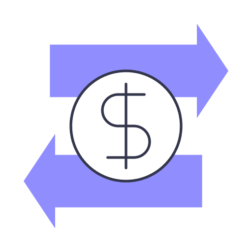 Money transfer arrows money transaction business and finance icon