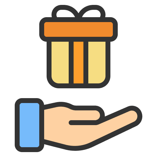 Gift box loyalty program give hand gesture icon