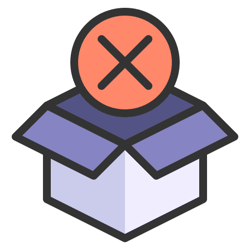 Out of stock package notification signaling icon