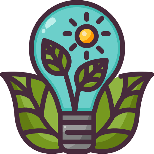 Light bulb sun leaf sustainability icon