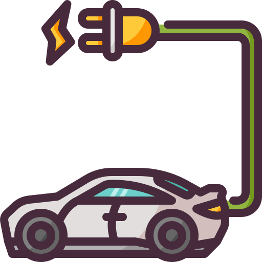 Electric car rechargeable electric power technology icon