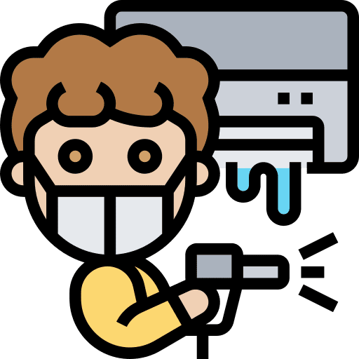 Air conditioner cleaning service face mask spray icon