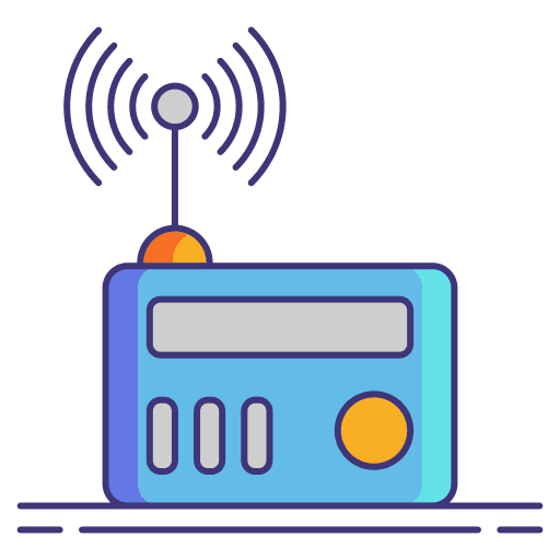 Radio waves music and multimedia communications sound waves icon