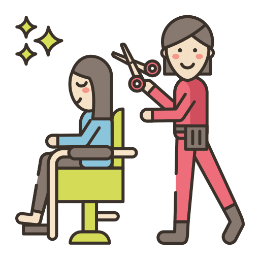 Hairdresser professions and jobs washing cut icon