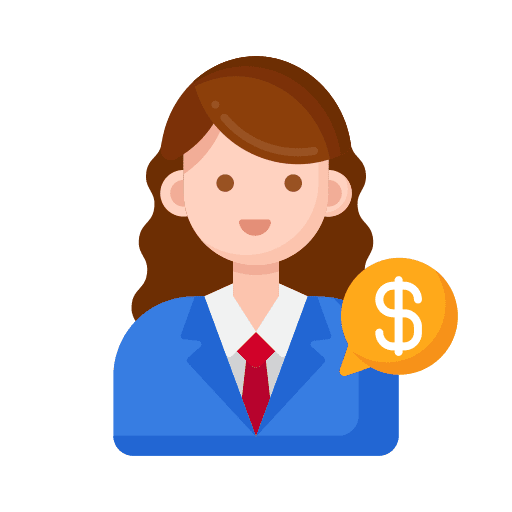 Seller female bid business and finance icon