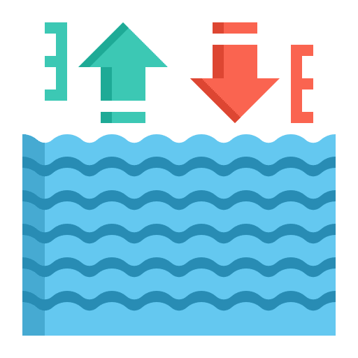 Tide low water level sea level icon