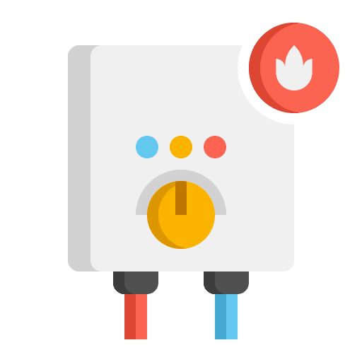 Water heater plumber pipe construction and tools icon