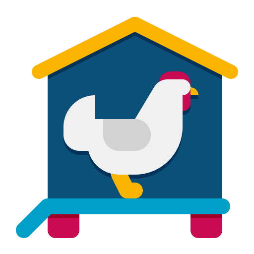 Chicken coop structure farming and gardening chicken coop icon