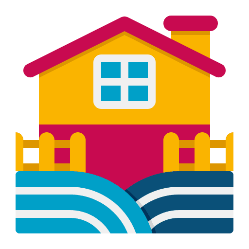 Farm house landscape field rural icon