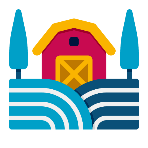 Farm house landscape rural farm house icon