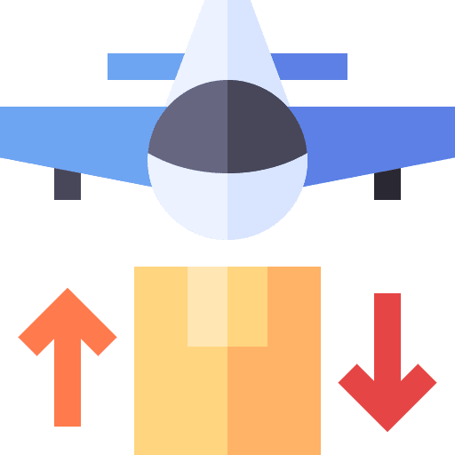 Airplane shipping and delivery box airplane icon Airplane shipping and delivery box airplane icon