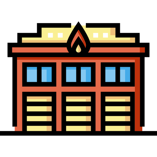 Fire station emergency architecture and city buildings icon