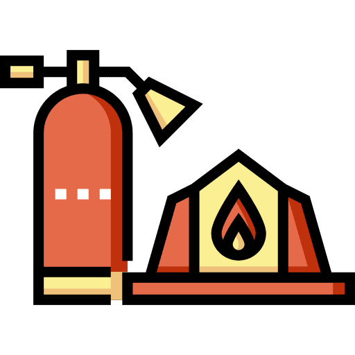 Firefighter safety fire extinguisher protection icon Firefighter safety fire extinguisher protection icon