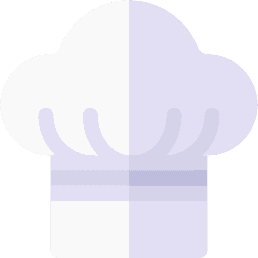 Chef cooking food and restaurant toque icon