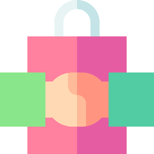 Cooperate shopping bag cooperate handshake icon