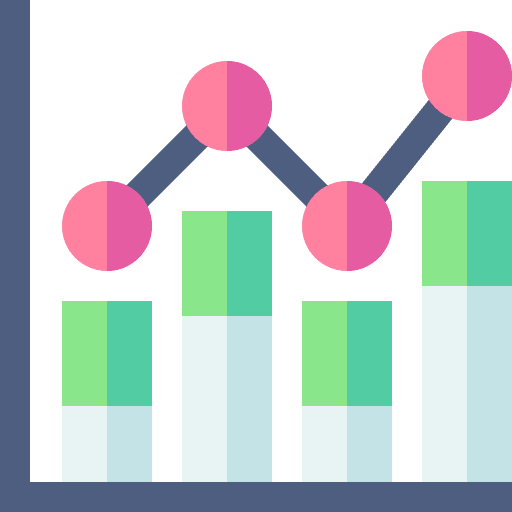 Analytics line graph analytics commerce and shopping icon