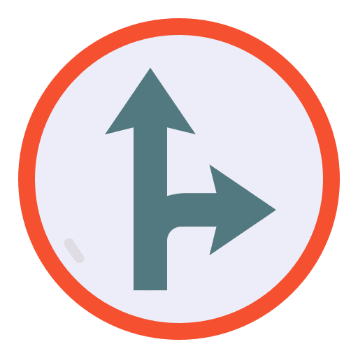 Go straight or right warning traffic sign go straight or right icon Go straight or right warning traffic sign go straight or right icon
