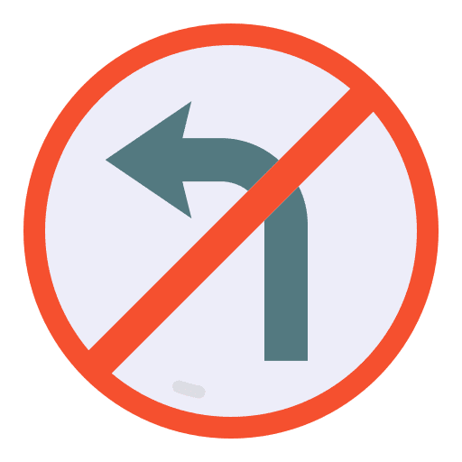 No turn left turn left left no turn left icon