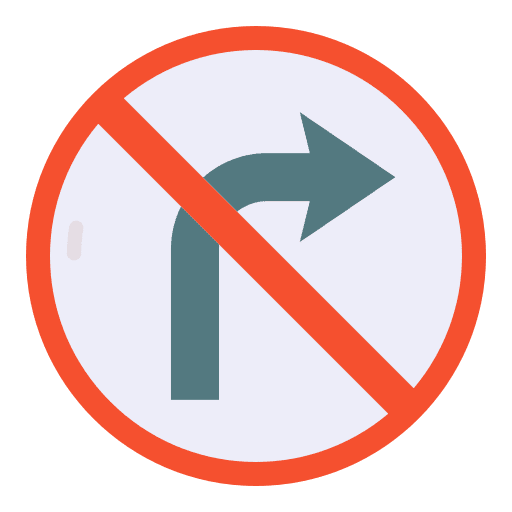 No turn right no right turn traffic sign no turn right icon