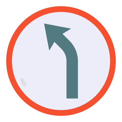 Turn left signaling curve arrow direction icon