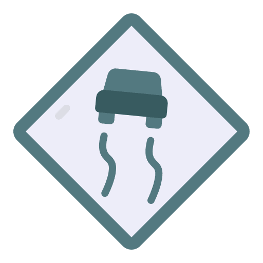 Slippery road transportation regulation signaling icon Slippery road transportation regulation signaling icon