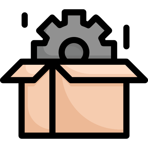 Box cogwheel pack settings icon