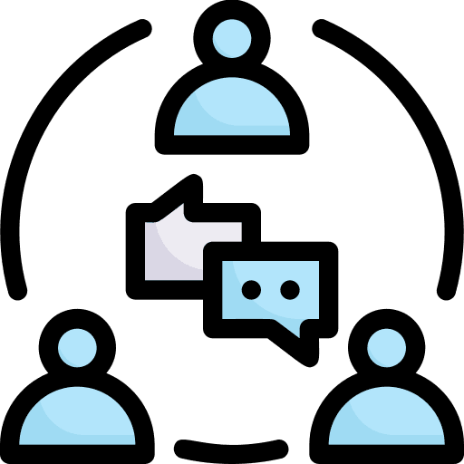 Discussion teamwork communications speech bubble icon