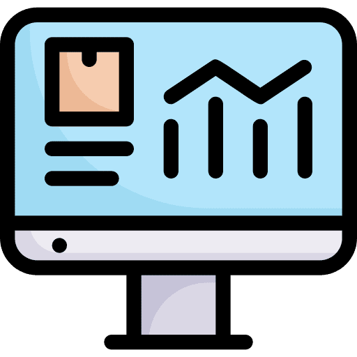 Monitoring box shipping business and finance icon