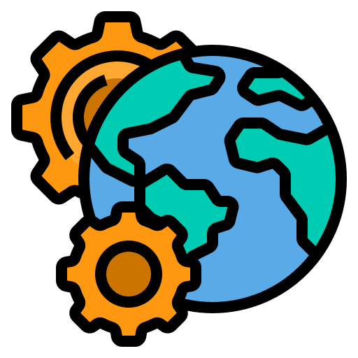 Forum processing business and finance gear icon