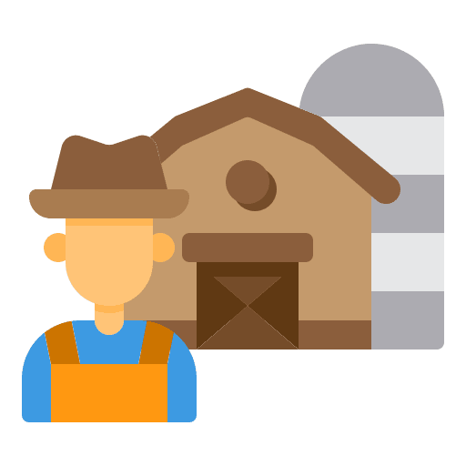 Farmer silo farm house farming icon