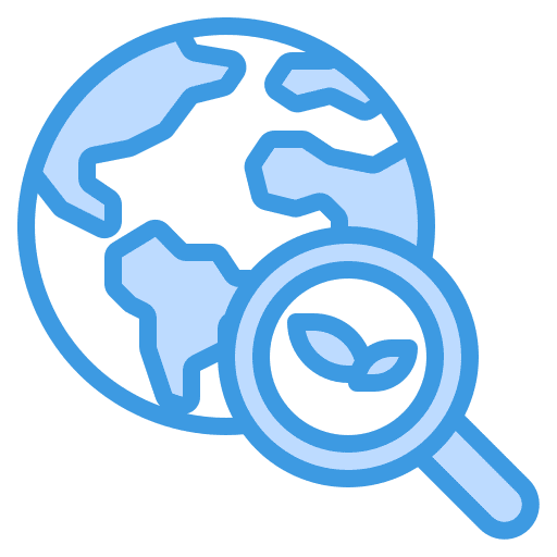 Planet earth planet earth magnifying glass plant icon