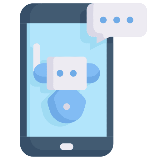 Chatbot robot chat bubble smartphone icon Chatbot robot chat bubble smartphone icon