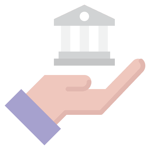 Bank service deposit hand icon