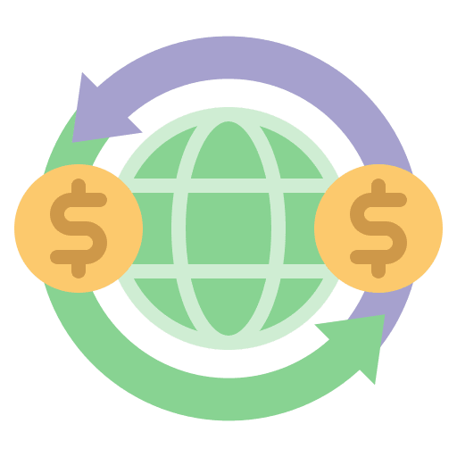 Money transfer service business and finance currency icon