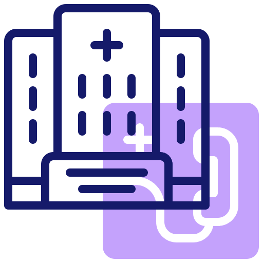 Hospital medical health clinic build icon