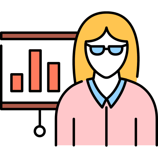 Coaching business and finance mentor woman icon Coaching business and finance mentor woman icon