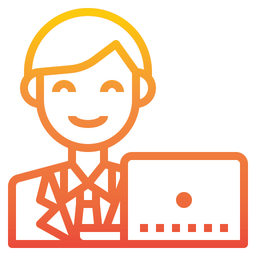 Business man avatar laptop male icon