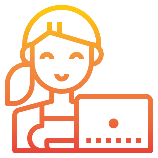 Girl laptop learning girl icon