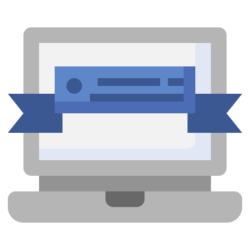 Banner laptop online marketing advertising icon Banner laptop online marketing advertising icon
