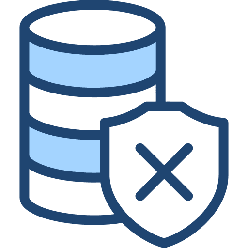 Database security cross shield icon