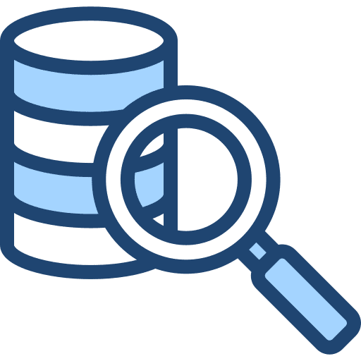 Database investigation data search icon Database investigation data search icon