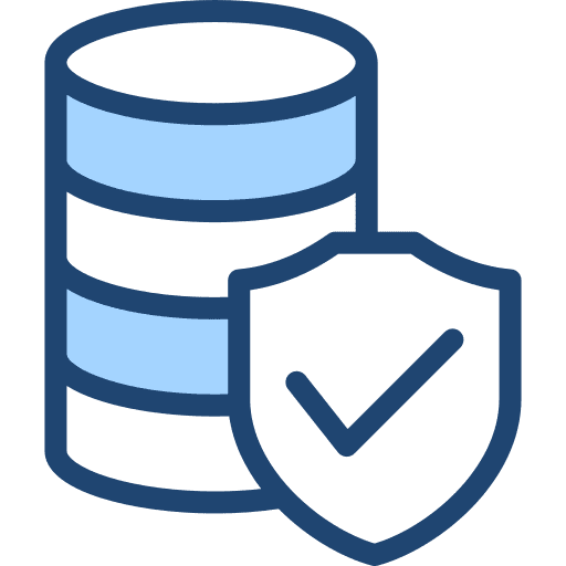 Database protected data quality data storage icon Database protected data quality data storage icon