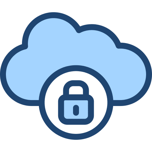 Cloud server lock password protection icon Cloud server lock password protection icon