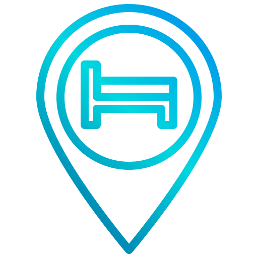 Pin bed hotel maps and location icon