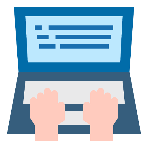 Laptop hands laptop typing icon