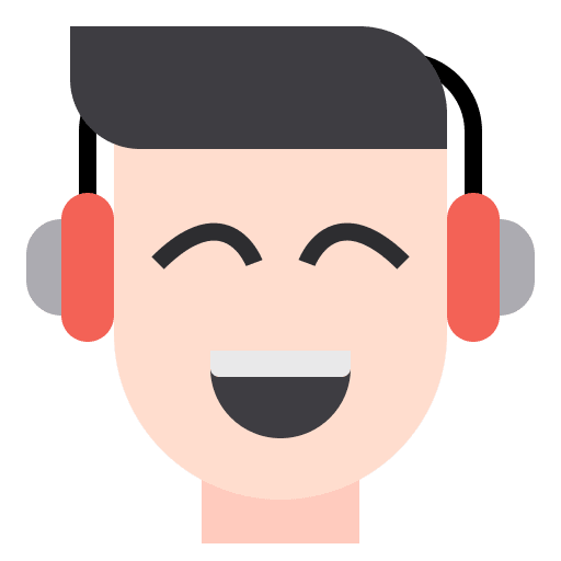 Headset device listening boy icon Headset device listening boy icon