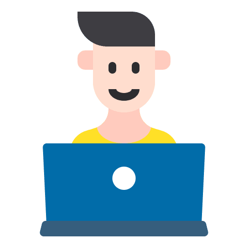 Man electronics laptop device icon Man electronics laptop device icon