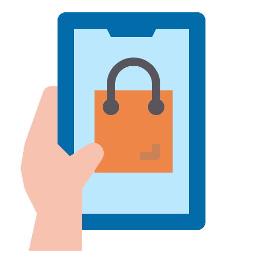 Online shop business hand shopping icon Online shop business hand shopping icon