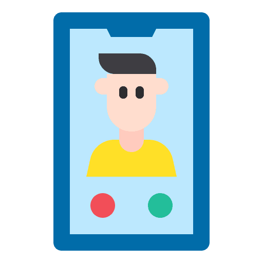 Video call phone call device man icon Video call phone call device man icon