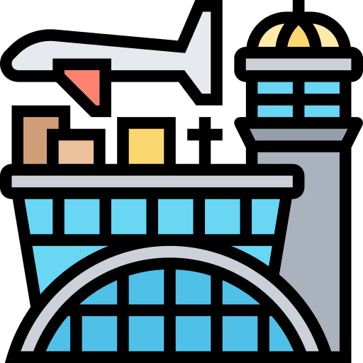 Airport tower transportation aviation architecture icon